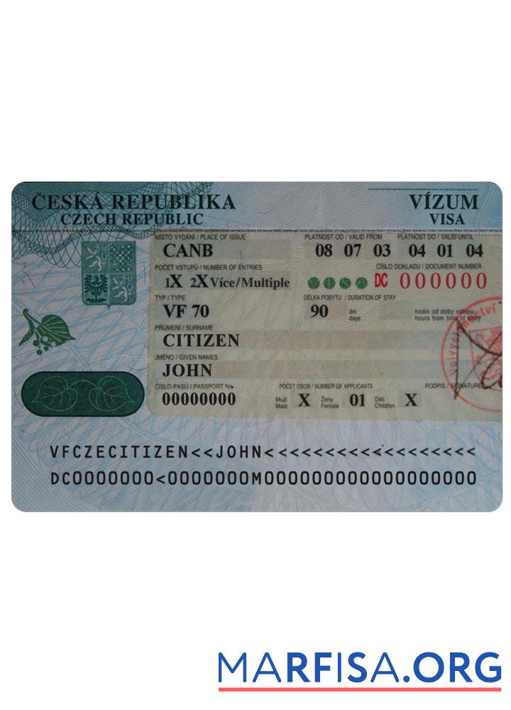 Realistic Czech visa sample